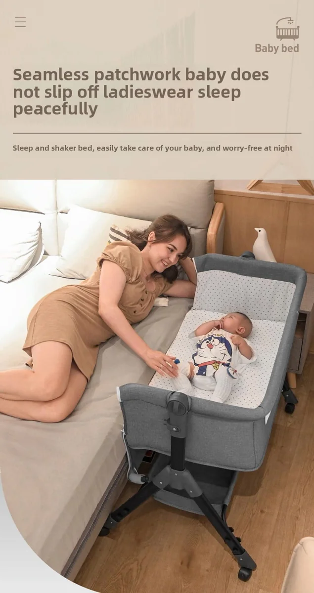 4-in-1 Baby Bedside Crib with Changing Table & Mosquito Net – photo 3